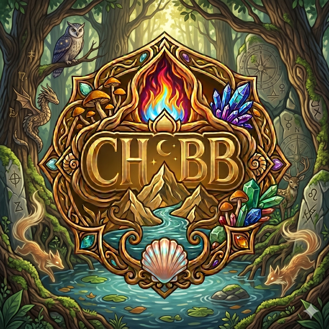 The Crucible emblem nestled in an ancient grove